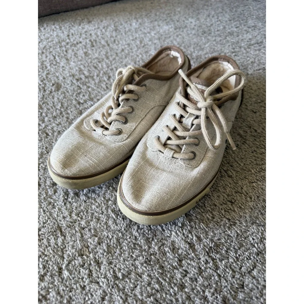 UGG Australia Chivon Oatmeal Linen Tan Suede Lace Up Sneakers 1002641 Womens 7